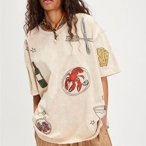 Free People Dinner Party Embroidered Tee